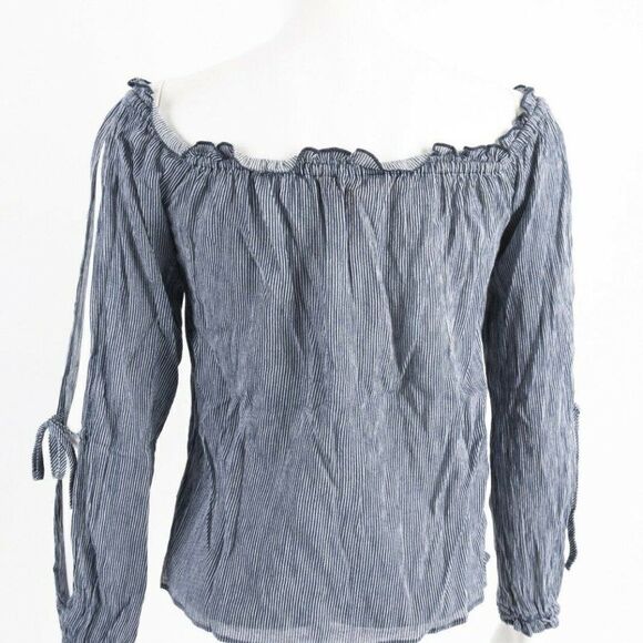 Guess Womens Blouse Shirt Top M Blue White Striped - Picture 4 of 6